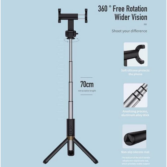 ROCKSPACE Selfie Stick / Tongsis Bluetooth Shutter Tripod Holder