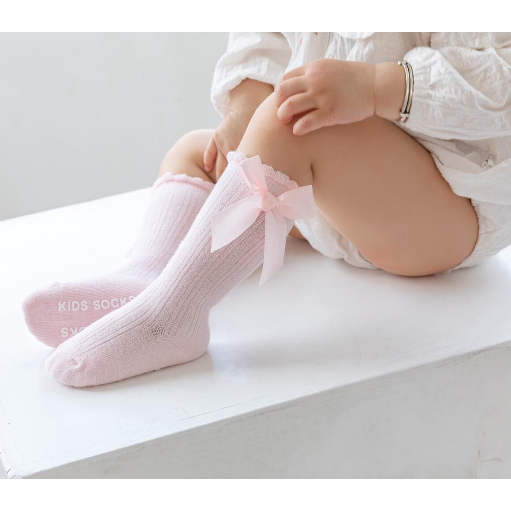 PREMIUM Kaos Kaki Bayi Anak Panjang Lembut Tebal Motif Lucu Korea Pita Anti Nyamuk