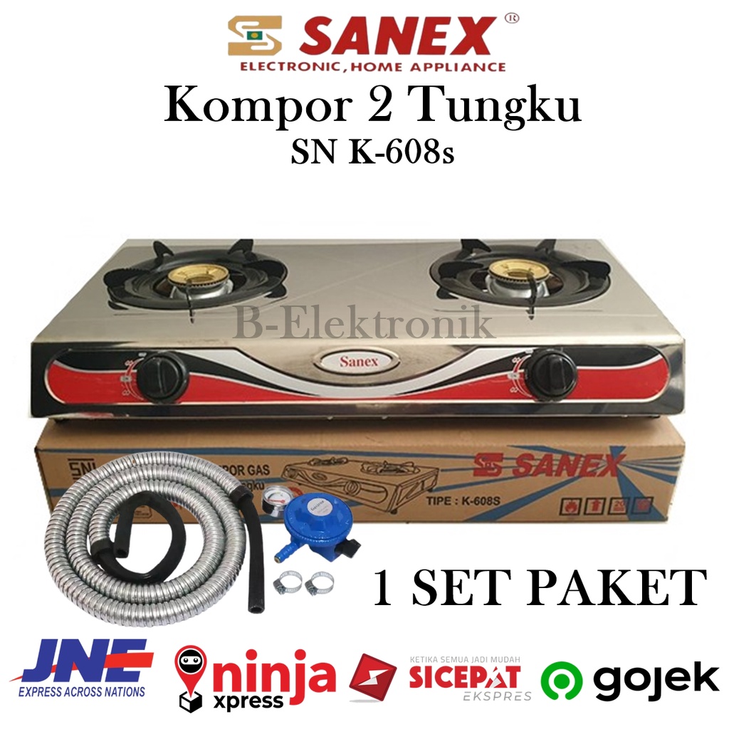 Kompor Gas 2 Tungku Sanex Stainless Burner Kuningan / kompor gas 2 tungku murah promo cuci gudang / 