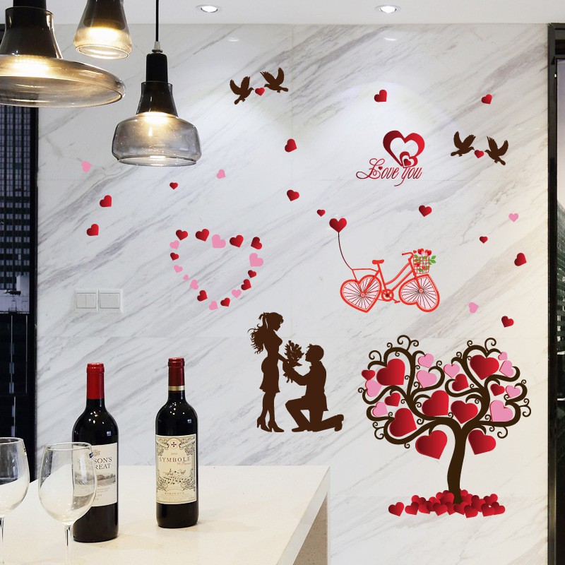 RELIZA WALL STICKER POHON SAKURA LOVE BIKE COUPLE SEPEDA TREE STIKER DINDING XL8151