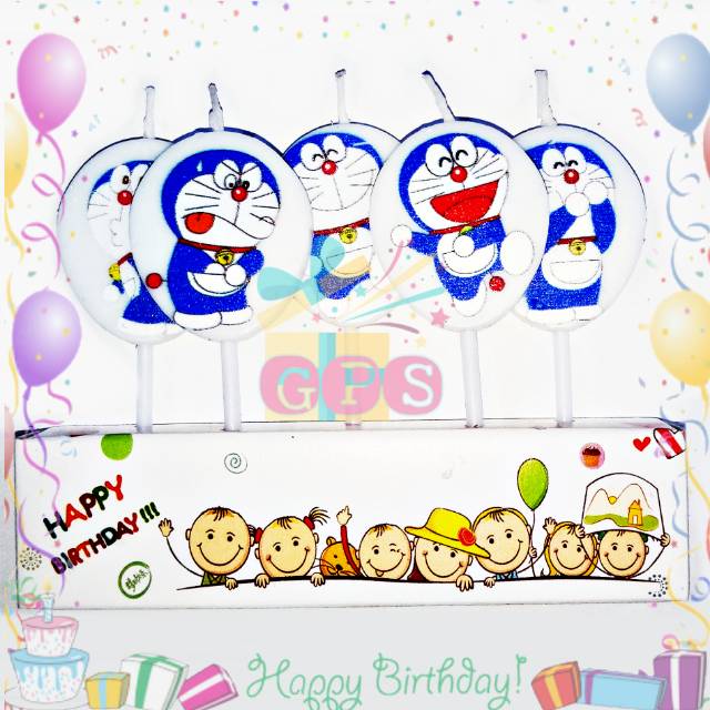 Topper Cake Lilin Karakter DORAEMON Kue Tar Ulang Tahun Tart Ultah