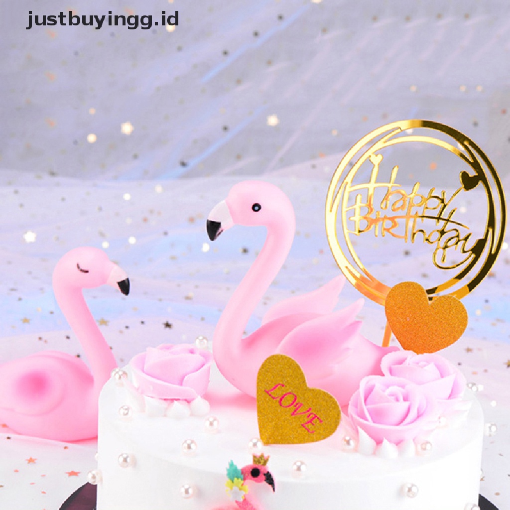 Topper Kue Desain Flamingo Warna Pink Untuk Dekorasi Pesta Ulang Tahun Pernikahan