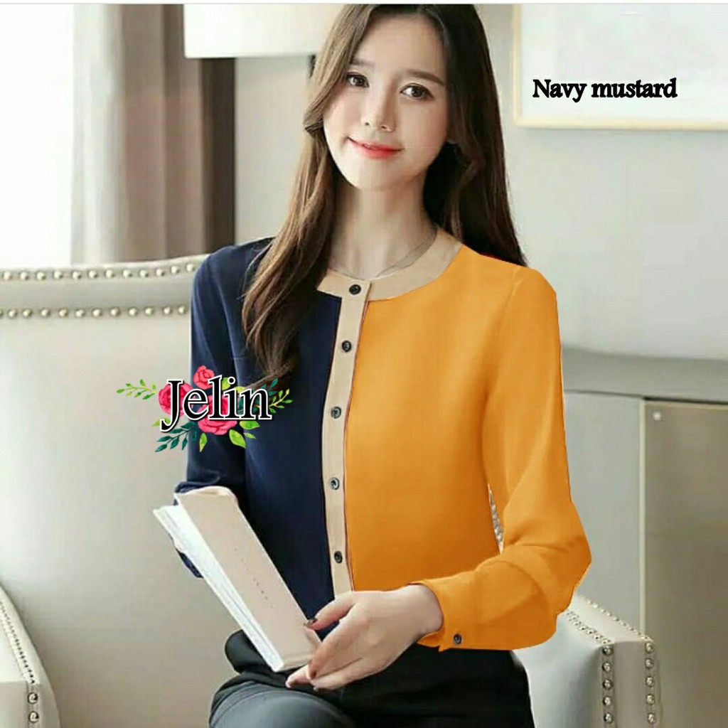 FWG - JELIN BLOUSE / ATASAN KOREA WANITA / BAJU ATASAN WANITA TERBARU / BLOUSE / BAJU