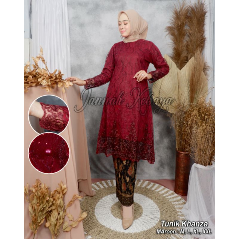 Tunik tile bordir /kebayamurah/kebayamodren/kebayapesta / Kebaya Brukat / Kebaya Tunik / Kebaya-Maron