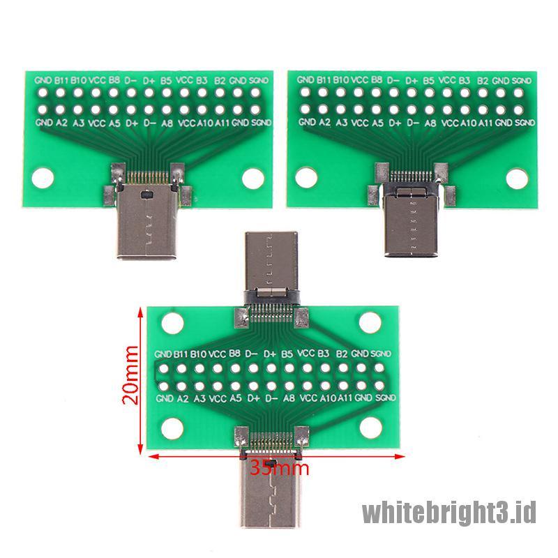 &lt; White3 &gt; Adapter Konektor PCB Board 24 + 2P USB 3.1 Tipe-C Male Female 2.54mm