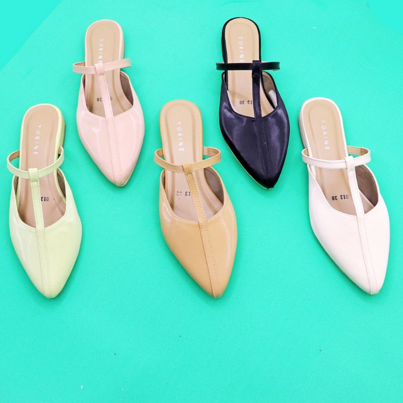 Sepatu Wanita AQUILLA Flat Mules Ujung Lancip/Yorine