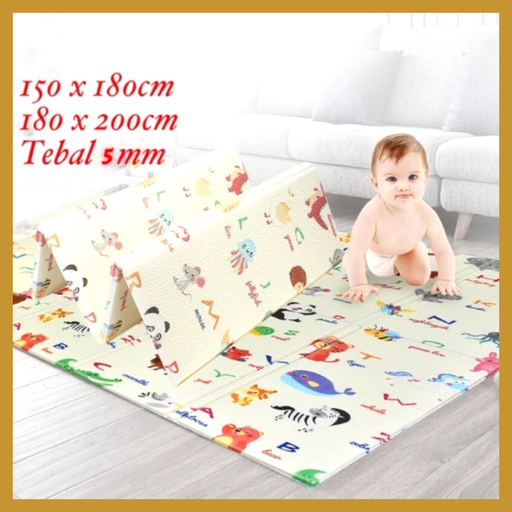 Playmat Bayi Matras Bayi Karpet Lipat Bayi Motif Matras Bayi Tikar Lipat Foam Ukuran 150 &amp; 180 GOSHOP88