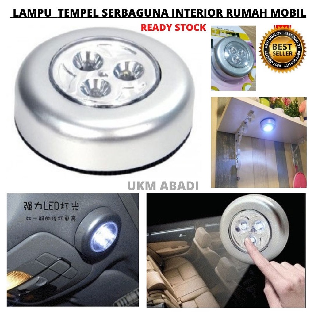 Bohlam Lampu Tempel 3 LED Stick Click Touch Lamp Serbaguna Ruangan Dan Mobil  111107