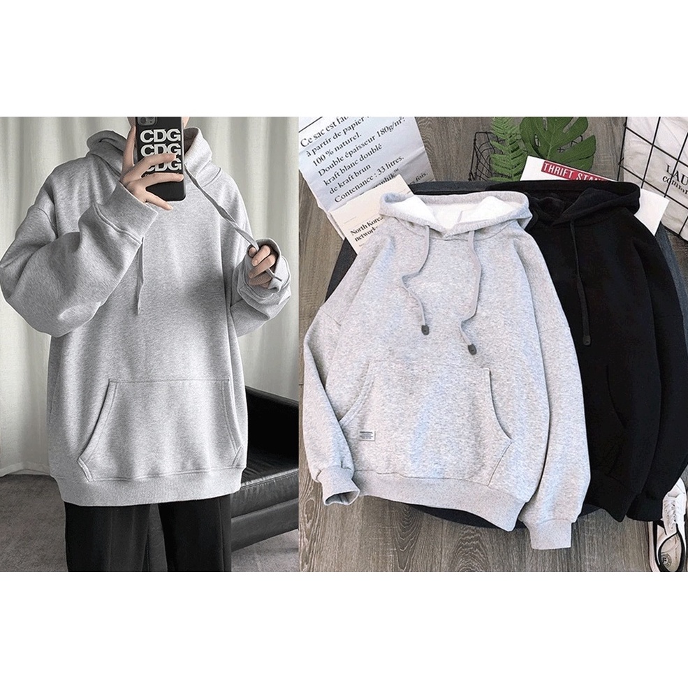 Parisdivarious Sweater Hoodie Jemper Basic Polos Oversize Bahan Fleece Size S - XXL (Pria &amp; Wanita)