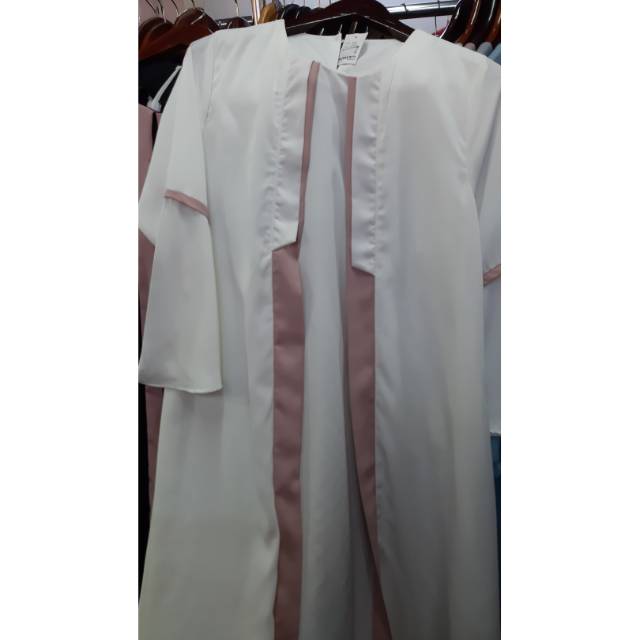 Gamis putih abayaputih list pink