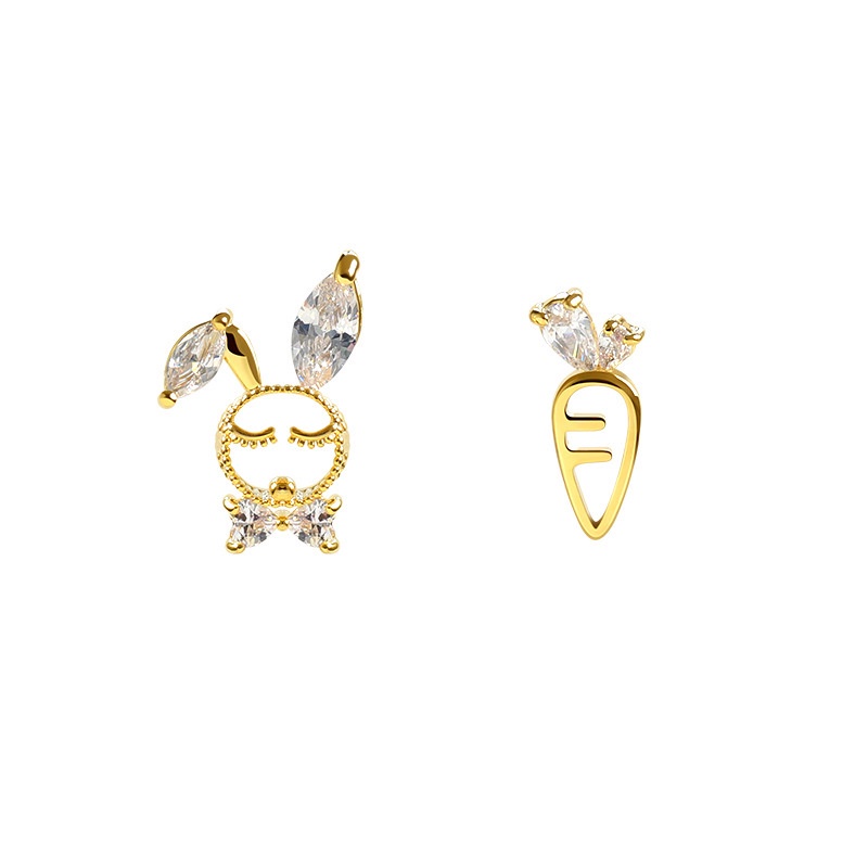 Anting stud Jarum Perak S925 Bentuk Wortel Warna Emas