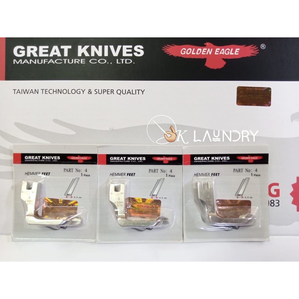 Sepatu Great Knives Hemmer Feet Kelim Lilit BESAR Mesin Jahit Industrial High-Speed GOLDEN EAGLE-Lot 4
