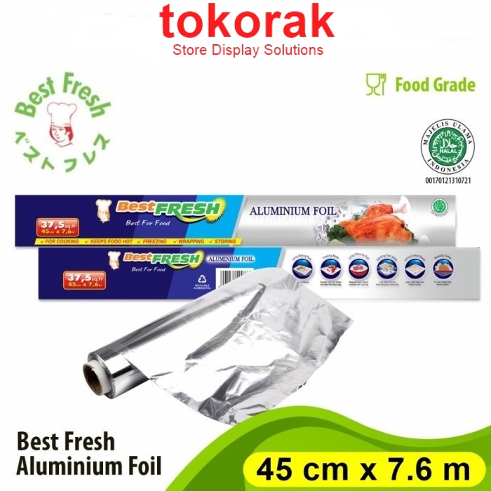 ALUMINIUM FOIL ROLL 45 CM x 7.6 M BEST FRESH WRAPP FOR FOOD