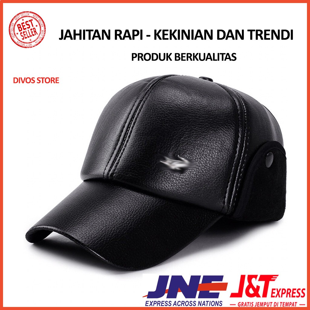 Topi Pria Distro Original Topi Kulit Baseball Topi Jepang Winter Cap Buaya F0V1