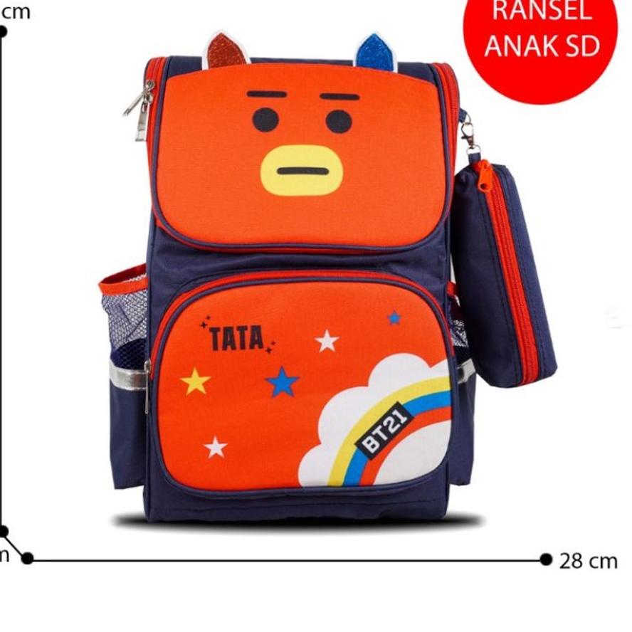 IMPORT Quality COD ~ TAS RANSEL SEKOLAH ANAK TK TUTUP + KOTAK PENSIL TK BTS BT21 PREMIUM kado anak t
