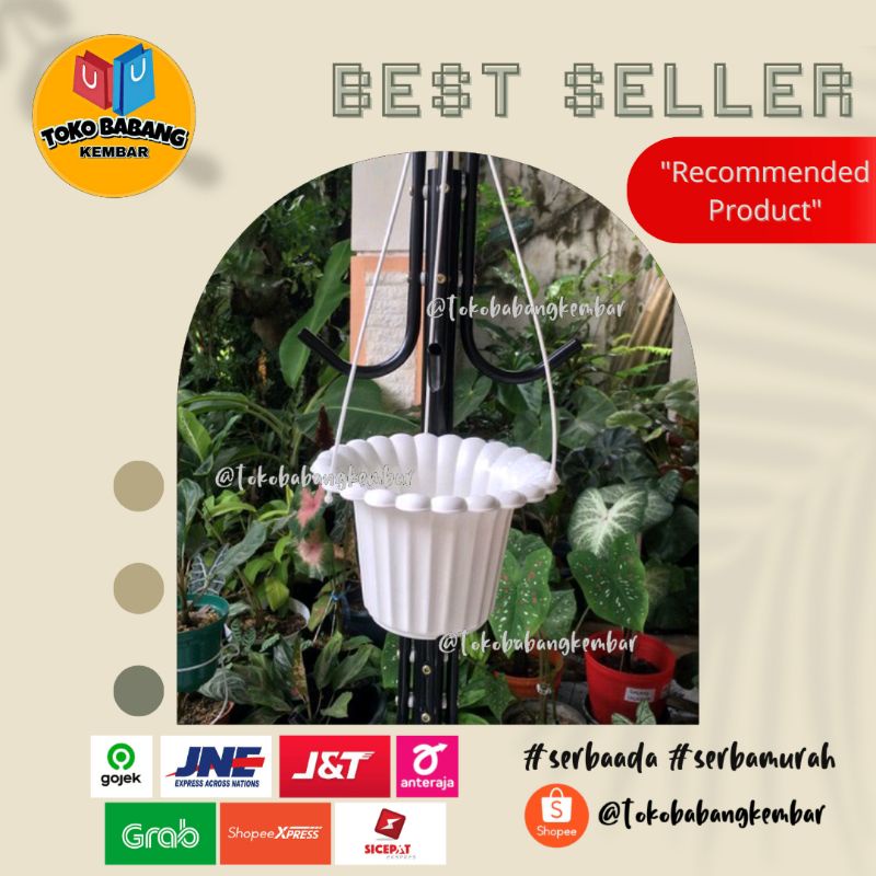 Pot Gantung Mawar Putih /Pot tanaman/pot bunga