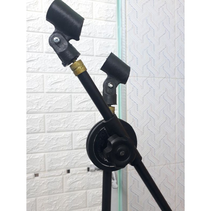 Stand Mic Panjang Double Mic Free 2 Holder Mic