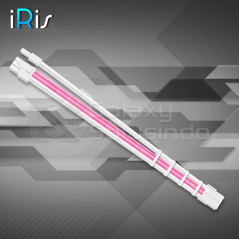 iRis ATX 6+2 Pin 8 Pin Extension Sleeved Cable - White Pink