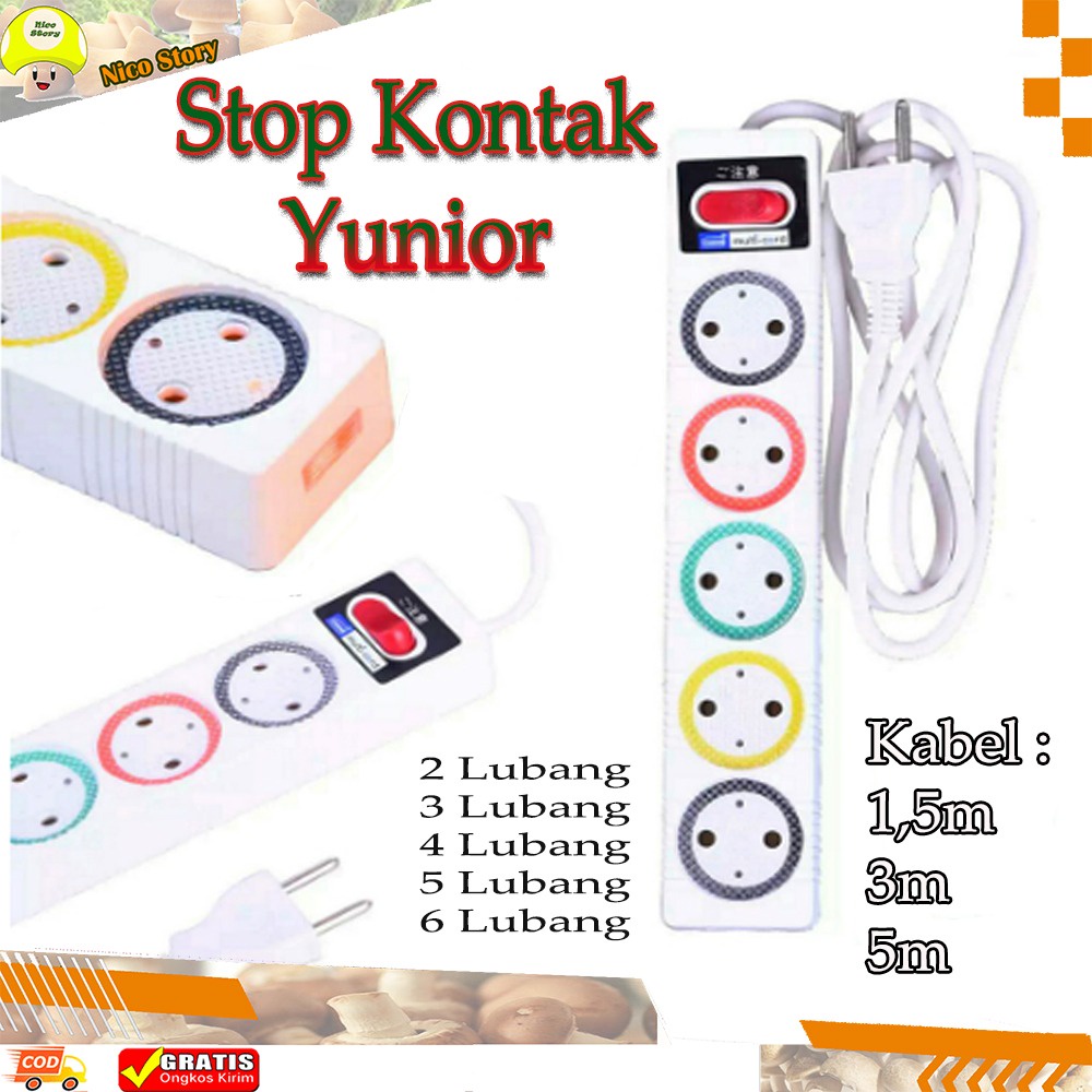 (NCS) Stop Kontak Yunior 4 / 5 / 6 Lubang 1,5 M / 3 M - LY-212 SK Perpanjangan Kabel Olor Listrik Charger