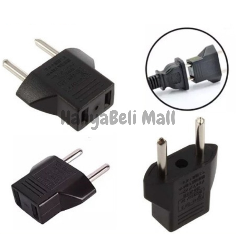 [HBM ]Adaptor Kepala Charger Colokan Over Steker Sambungan Listrik Gepeng Ke Bulat 2 Lubang Converter