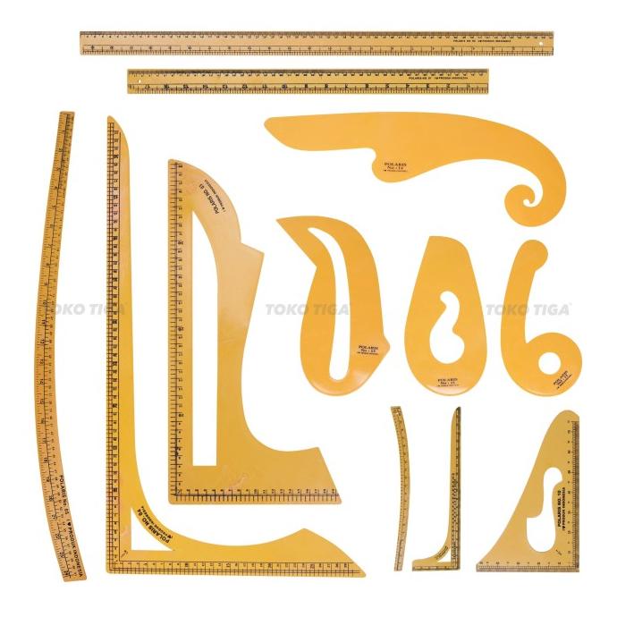 

Ready Stock Penggaris Pola Set / Pattern Ruler Polaris Isi 9 Set 12 Pcs (Psc-01) Termurah