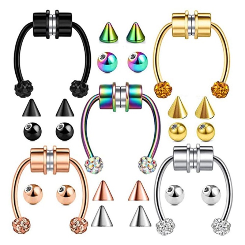 Siy 5 Pcs Anting Hidung Magnetik Tanpa Tindik Model Tapal Kuda Untuk Unisexpriawanita