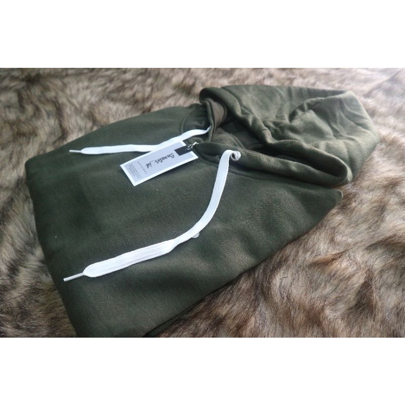 SWEATER_ID Hoodie Jumper Polos Hijau Army Pria Wanita Fleece Tebal Berkualitas