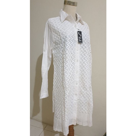 baju  kemeja tunik putih import
