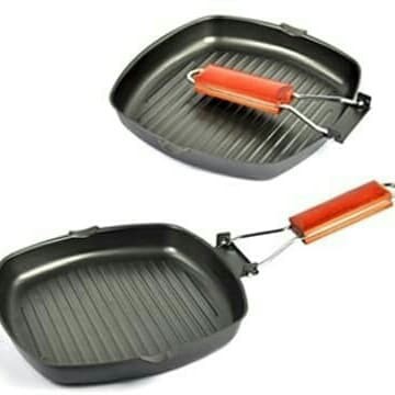 Square Grill Pan 24 Cm / Wajan Lipat Serbaguna Teflon Panggangan Steak