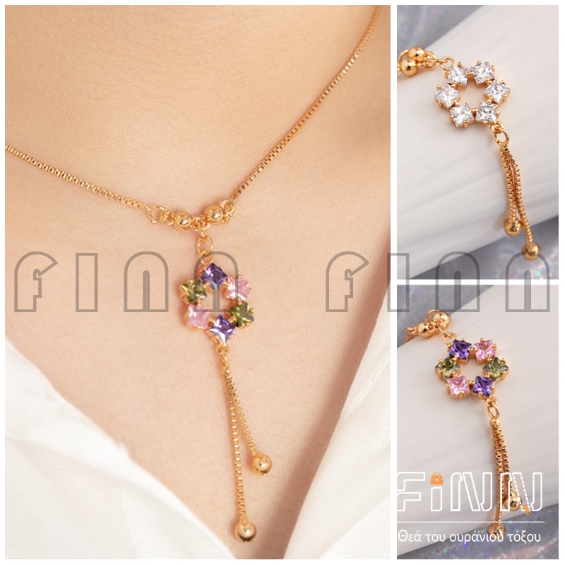 Kalung Wanita Liontin Bunga Ungu Fashion Aksesoris - Kalung Wanita Casual