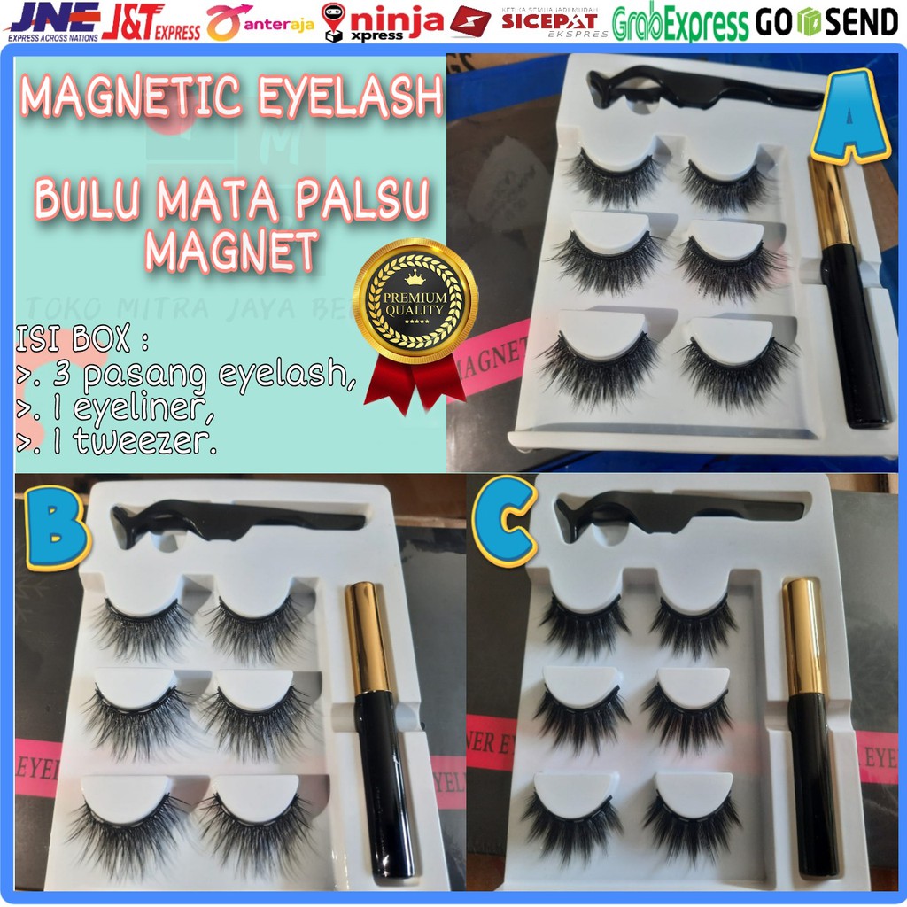 MAGNETIC EYELASH BULU MATA MAGNET EYELINER MAGNET 3 PAIRS BULU MATA PALSU MAGNETIK