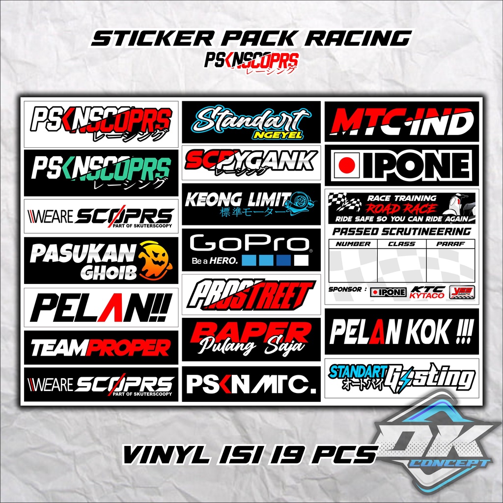 Sticker Pack Racing Sticker Motor Pasukan BEAT/ VARIO/ SCOOPY