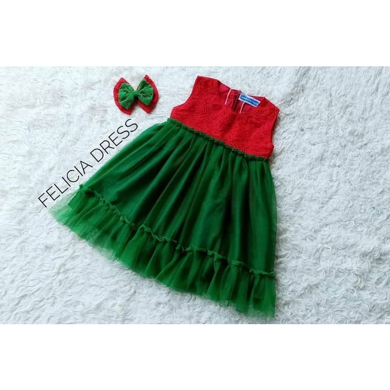 FELICIA DRESS | DRESS ANAK | DRESS BAYI | DRESS NATAL | DRESS BALITA | GAUN NATAL | OUTFIT NATAL | B