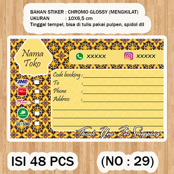 

( STIKER PENGIRIMAN ) Shipping label ( /pack isi 48pcs no.29 )