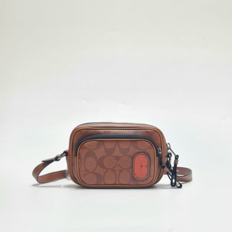 COACH 1217 MINI EDGE DOUBLE POUCH XBODY REDWOOD MULTI16x10x5