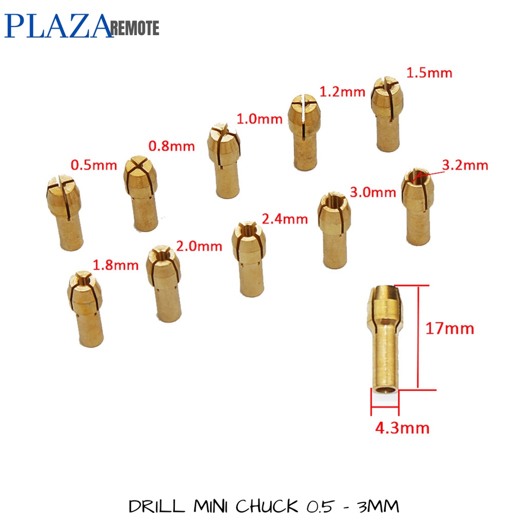 MINI DRILL BRASS COLLET KUNINGAN MINI GRINDER DRILL BOR CHUCK 1 - 3.2 MM