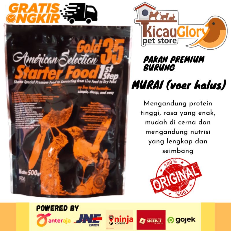AMS GOLD 35 American Selection Gold 35 Starter Food Step 1 500 gram (AMS Murai Voer Halus Pakan Prem