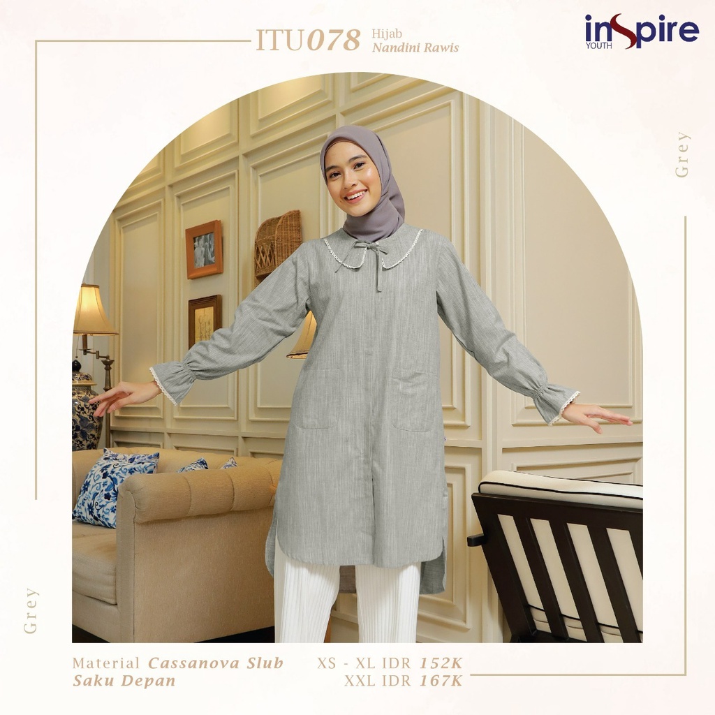 Inspire Tunik ITU 78 Bahan Cassanova Slub Atasan Wanita Casual Outfit Modern Kekinian