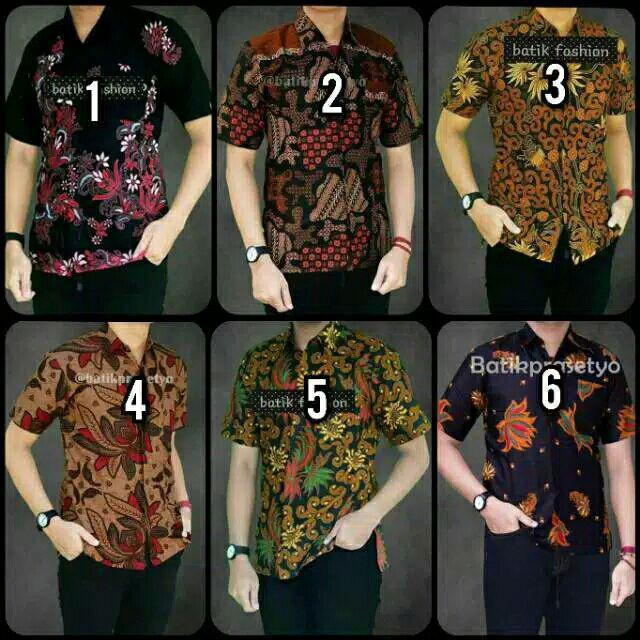 Kemeja Batik Pria Sakura Merah Warna Dasar Hitam