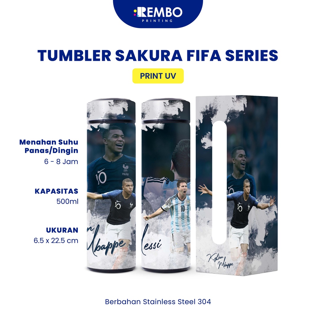 TUMBLER SAKURA FIFA SERIES UV FULL PRINT Tumblr Botol Minuman Cetak Satuan Grosir