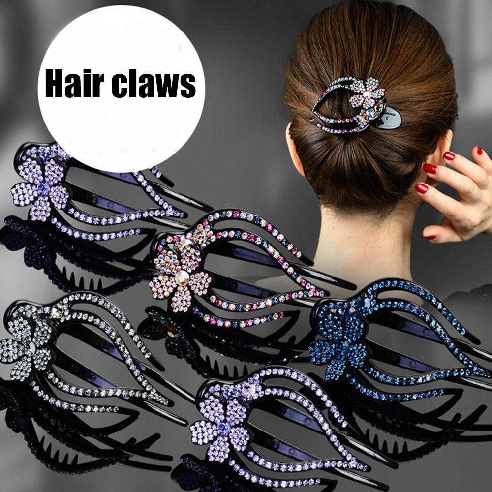 Agustinina Kristal Klip Rambut Hiasan Kepala Disk Korea Rambut Kristal Bunga Berlian Imitasi Handmade Hairgrip