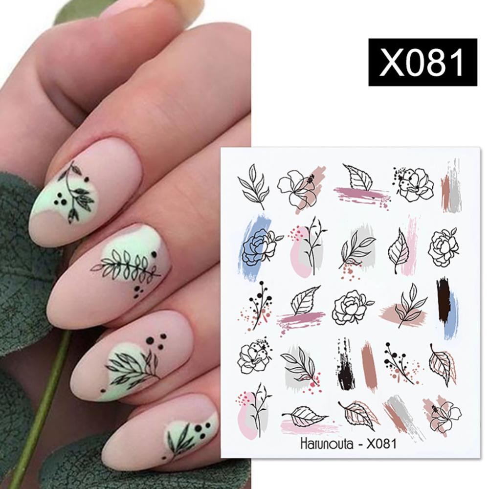 Timekey Stiker Kuku Motif Bunga / Daun / Marmer Untuk Manicure / Nail Art DIY you A4K8