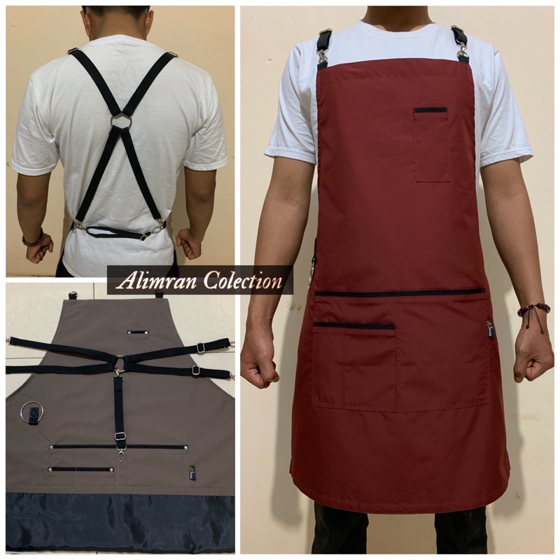 Jual Apron Barista Celemek Masak Apron Masak Celemek Barista Waiters Barber Tali Hitam