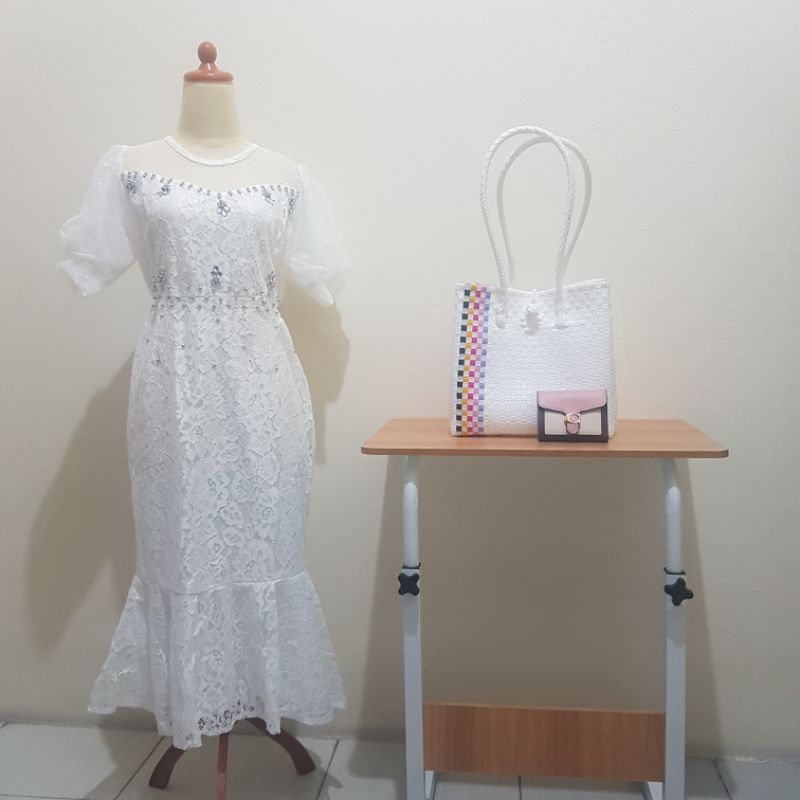 DRESS BRUKAT DRESS NATAL DRESS PUTIH