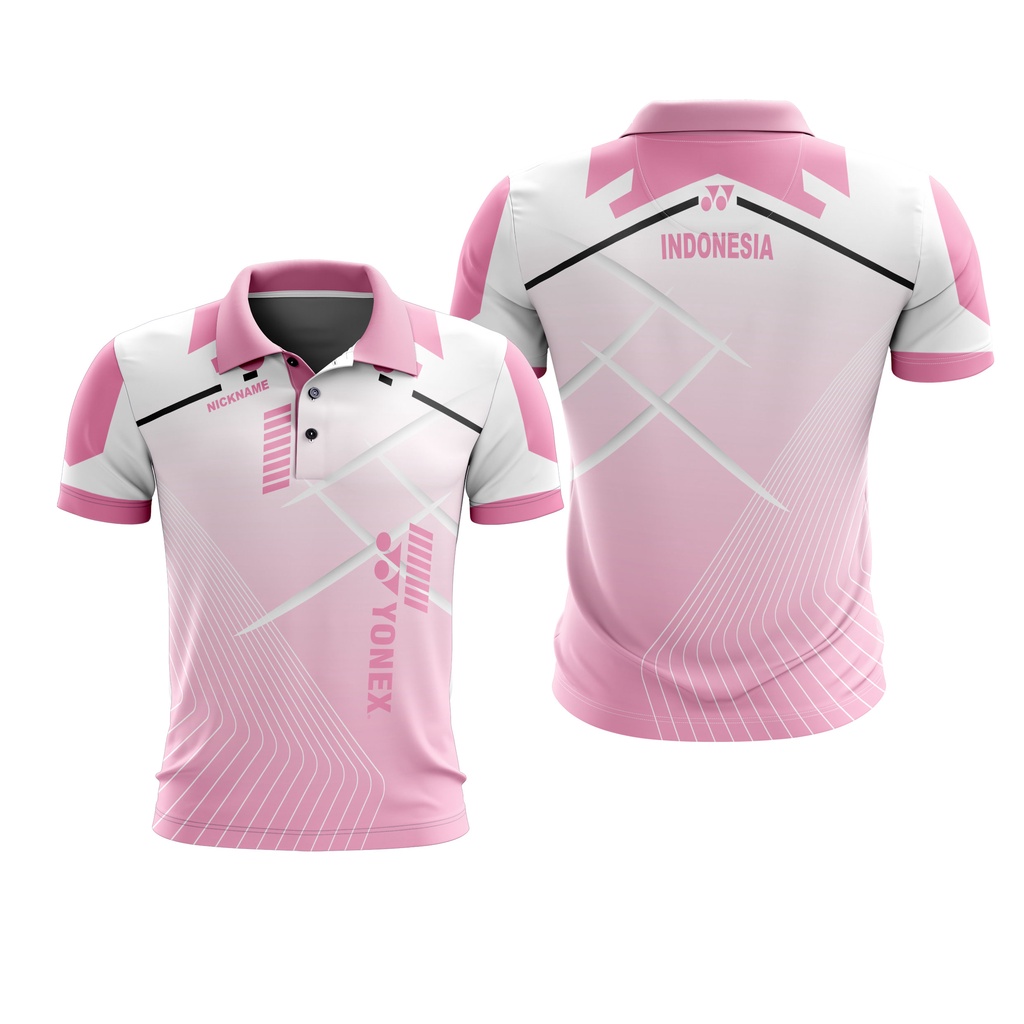 Baju Kaos Jersey Women Badminton  Polo Free Custom Name + Nomor Full Printing Dewasa Pria Wanita 08
