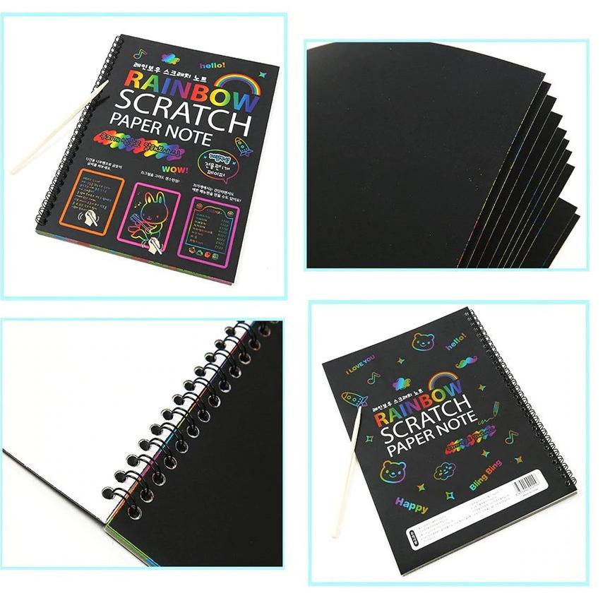 

➟Ready Stok★➟ Magic Color Rainbow Scratch Paper Note book 19X26cm J44
