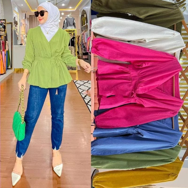 Baju Atasan Wanita Terbaru Lula Cardy Outer Linen Crinkle Baju Wanita Kekinian Ootd Korean Style