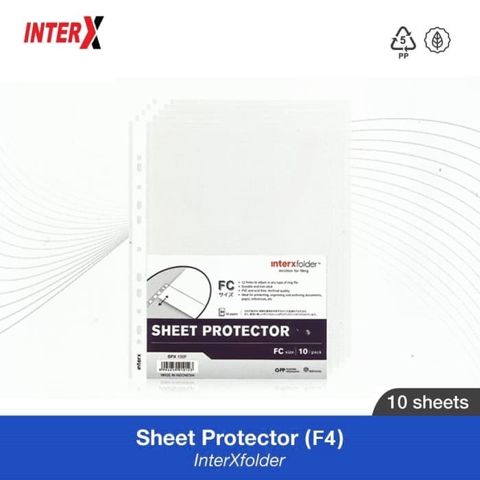 

PP Pocket Sheet Protector Dokumen F4 Folio Inter-X plastik pelindung dokumen