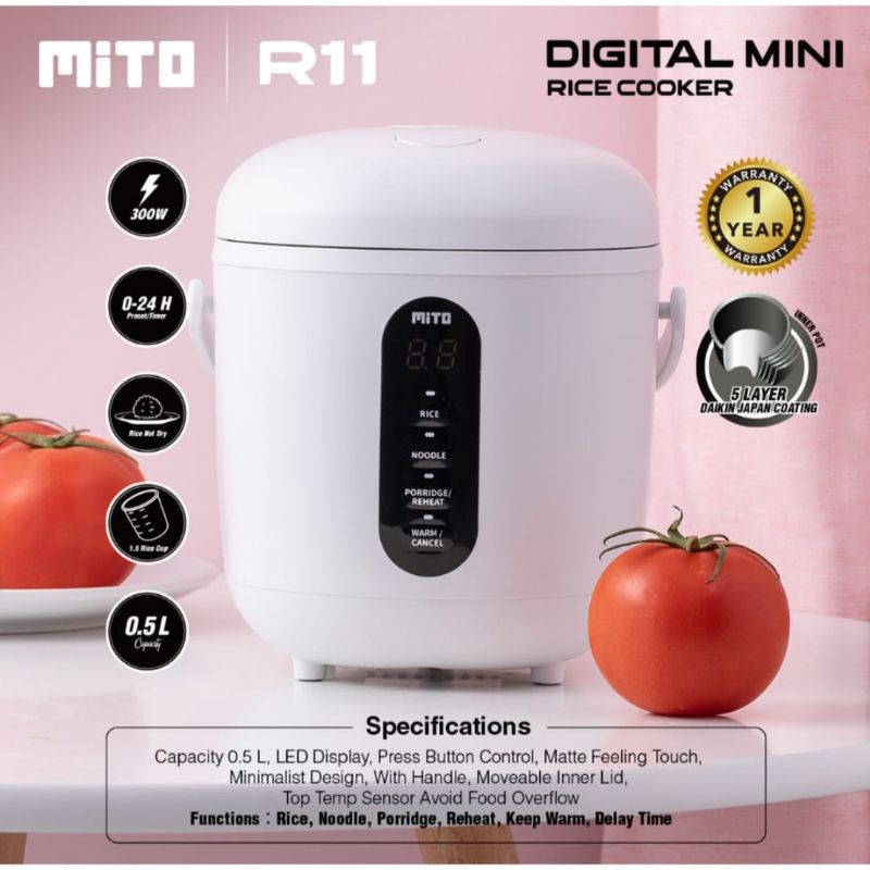 Mito Rice Cooker Magic Com Digital Mini R 11 R11 Kapasitas 0.5 Liter