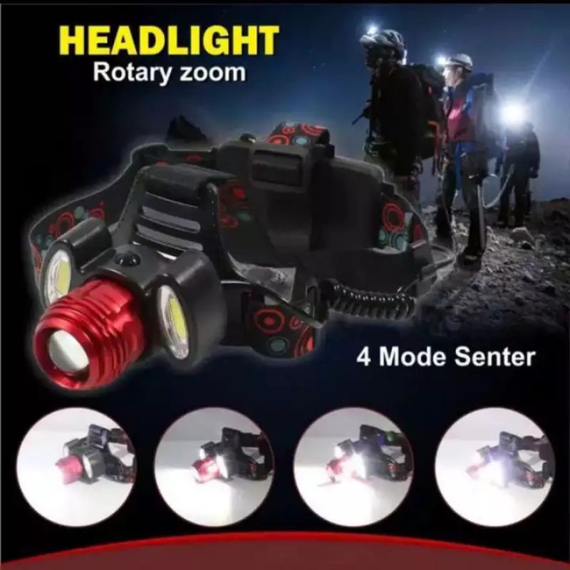 SENTER KEPALA HEAD LAMP LED ROTARY ZOOM T6 RECHARGEABLE 860A